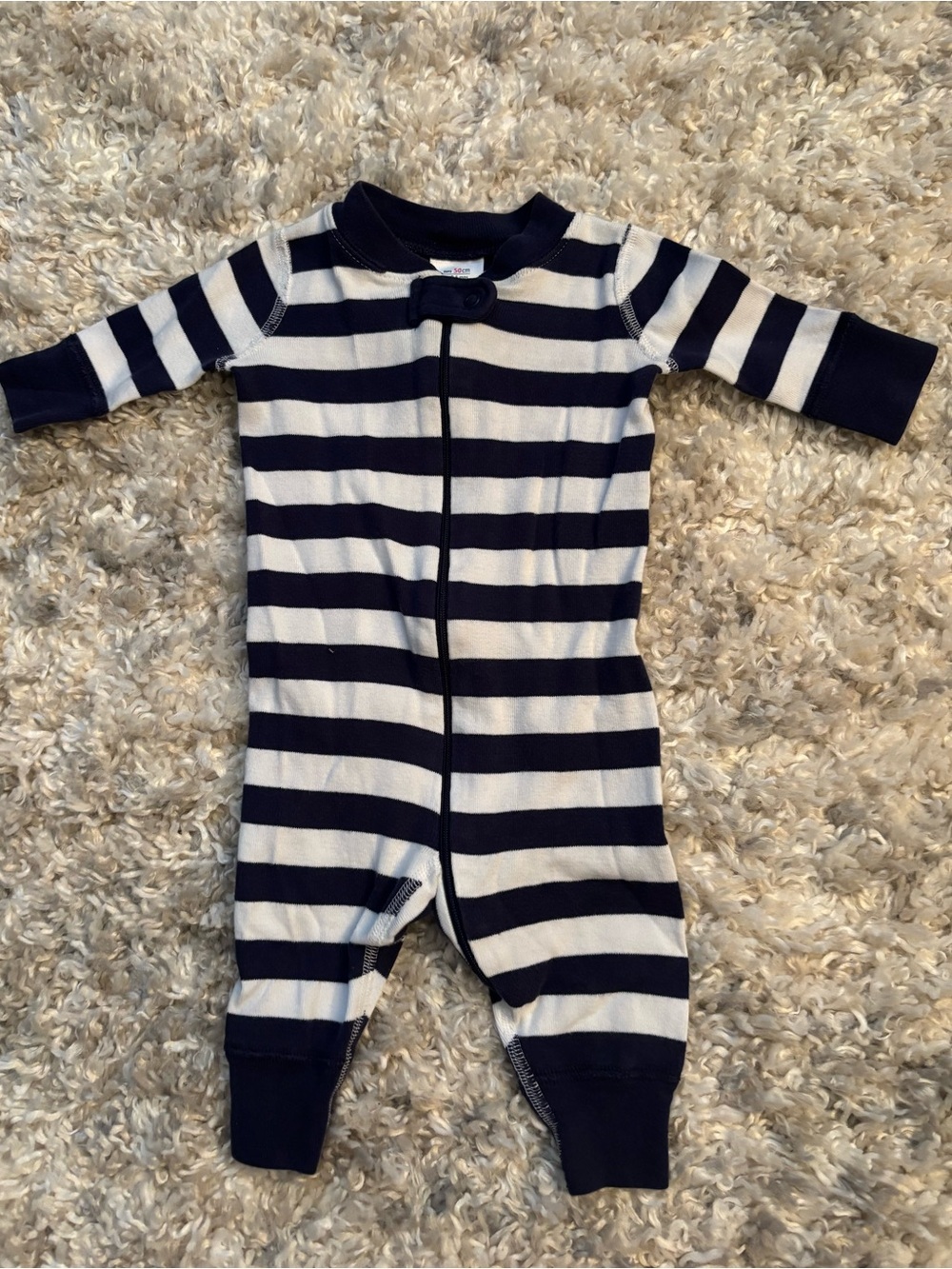 Hanna Andersson Navy and White Striped One-Piece Pajamas